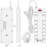 ALESTOR Surge Protector Power Strip, 12 Outlets, 4 USB