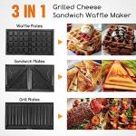 Aigostar 3-in-1 Panini Press & Waffle Maker