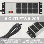 Heavy Duty 20 AMP Power Strip with 8 Outlets
