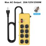 HEZI 20A Metal Power Strip with 8 Outlets