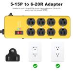 HEZI 20A Metal Power Strip with 8 Outlets
