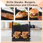Compact Electric Panini Press Grill for Sandwiches