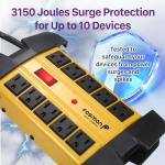 Fosmon 15FT Heavy Duty 10 Outlet Power Strip