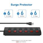 Heavy Duty 6-Outlet Power Strip with Switches