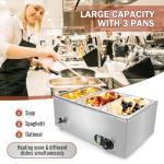 1500W Electric 3-Pan Stainless Steel Food Warmer
