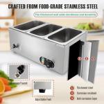1500W Electric 3-Pan Stainless Steel Food Warmer