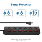 Heavy Duty 6-Outlet Power Strip with Switches