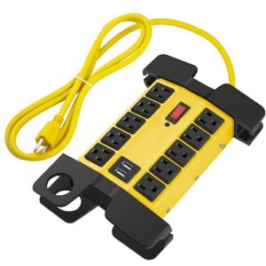 Heavy Duty Power Strip with USB and 10 Outlets