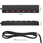 Heavy Duty 6-Outlet Power Strip with Switches