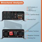 OUBOTEK 2000W Power Inverter with Remote Control