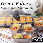 55 Pack Disposable Aluminum Loaf Pans with Lids