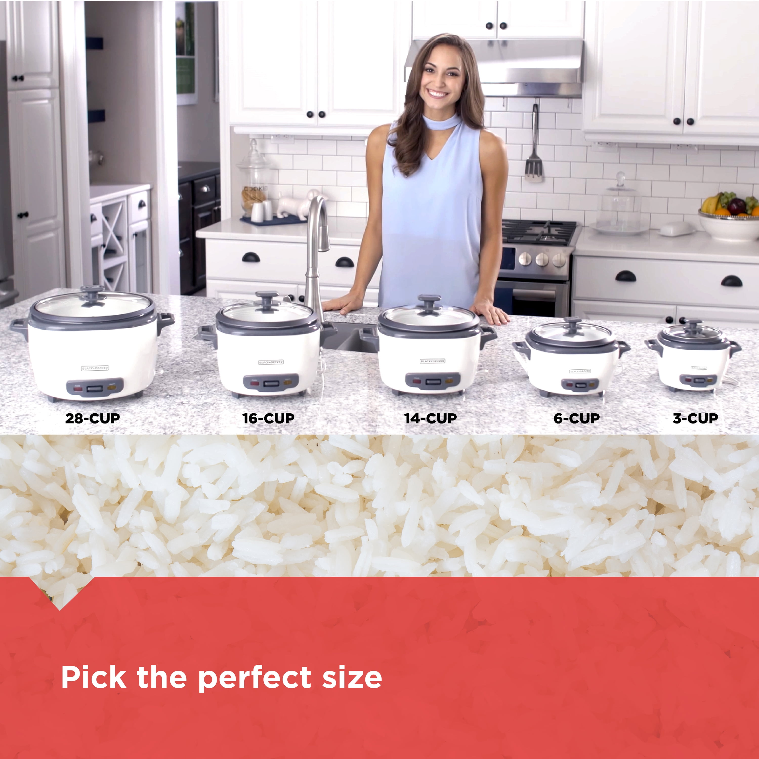 BLACK+DECKER Electric Rice Cooker with Keep-Warm Function