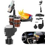 Upgraded 6-in-1 Car Cup Holder with Food Tray