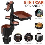 Upgraded 6-in-1 Car Cup Holder with Food Tray