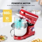 660W 10-Speed Electric Food Mixer, 6 Quart Red