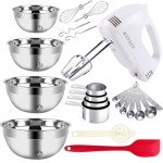 5-Speed Electric Hand Mixer with Mixing Bowls Set