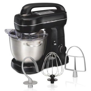 Hamilton Beach 63391 Stand Mixer, Stainless Steel, Black