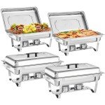 4 Pack 9 Quart Stainless Steel Chafing Dishes