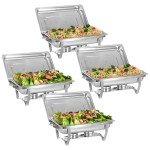 Stainless Steel 8QT Chafing Dish Set - 4 Pack