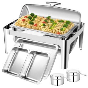 Stainless Steel Roll Top Buffet Chafing Dish Set