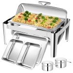 Stainless Steel Roll Top Buffet Chafing Dish Set