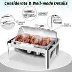 Stainless Steel Roll Top Buffet Chafing Dish Set