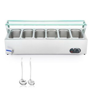 WILPREP 1200W 6-Pan Bain Marie Food Warmer