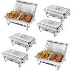 6 Pack 8 Qt Stainless Steel Chafing Dish Set