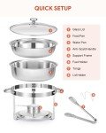 4-Pack 6qt Round Glass-Lid Buffet Chafers