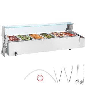 VEVOR Electric Countertop Food Warmer with Glass Shield