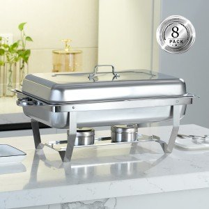 8 Qt Stainless Steel Chafing Dishes - 8 Pack