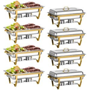 8QT Stainless Steel Chafers - 8 Pack Set