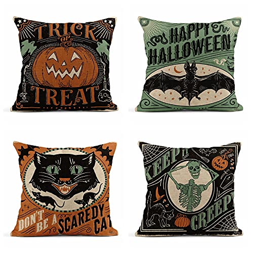 Vintage Halloween Square Cushion Covers Set