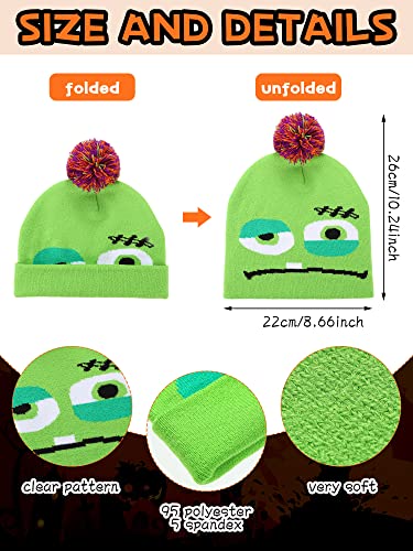Halloween Beanie with Skull and Pumpkin Design