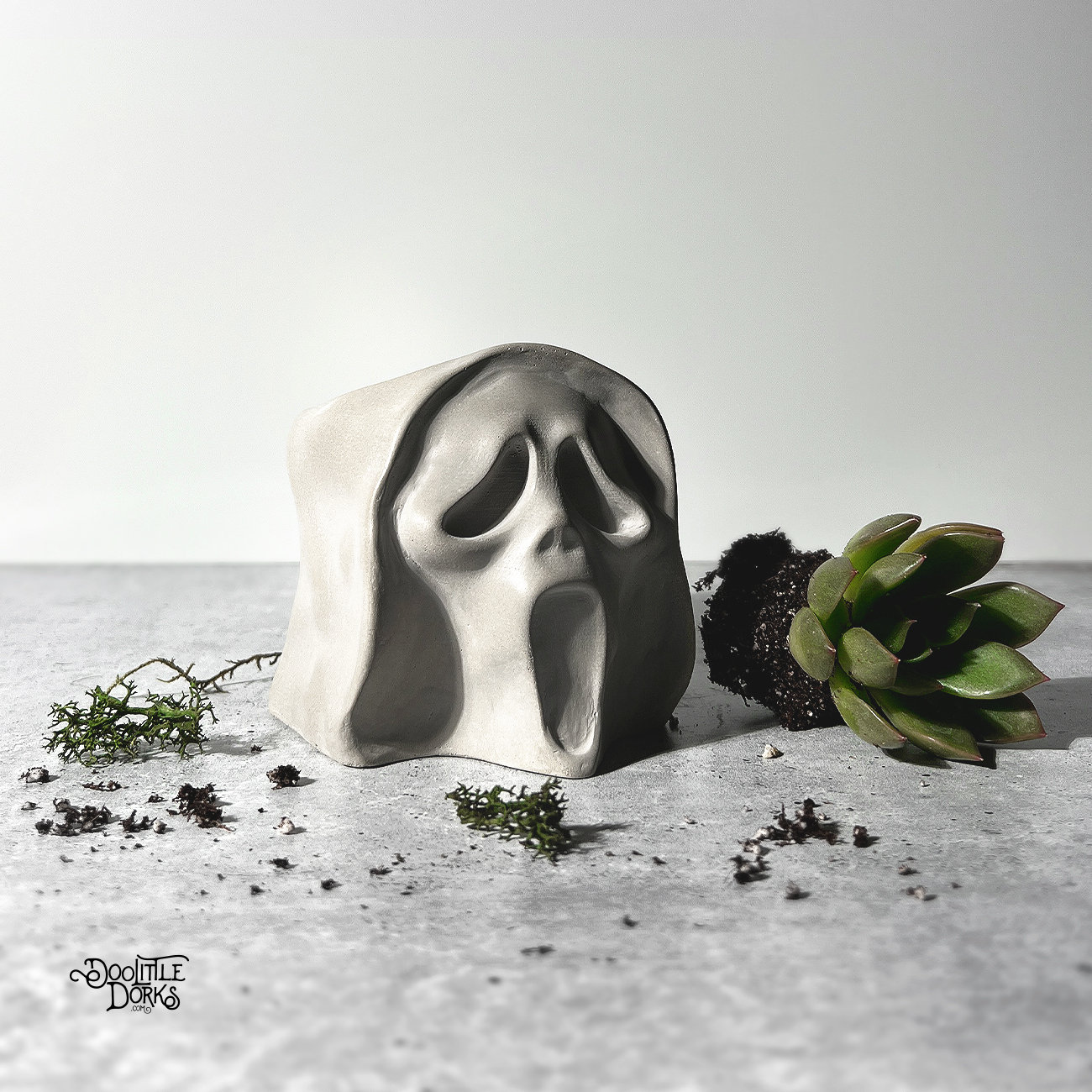 Ghost Face Scream Concrete Planter - Desk Planter