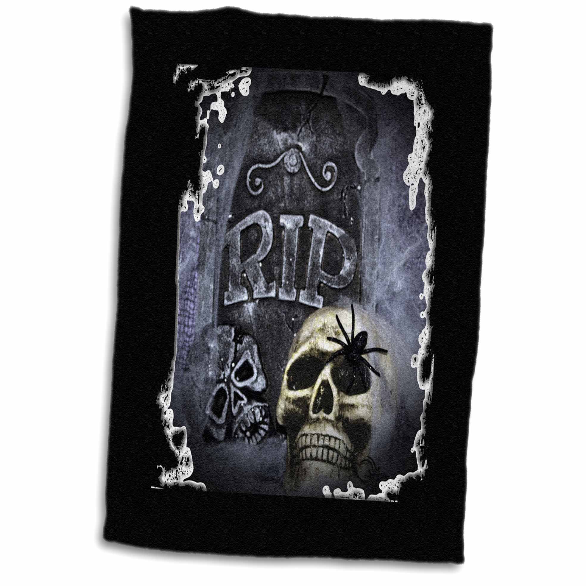3DRose Halloween Skull Design Grave Marker Towel 15x22