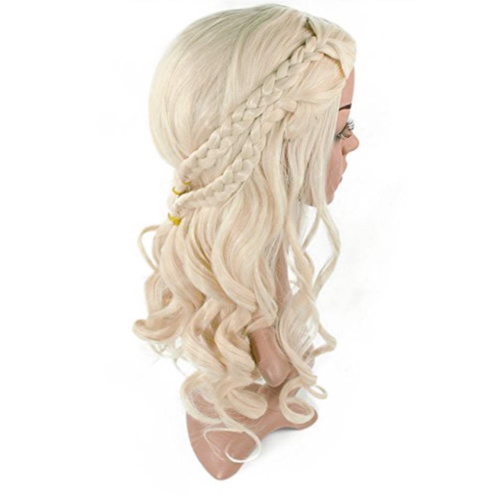 Blonde Curly Halloween Wig with Braids