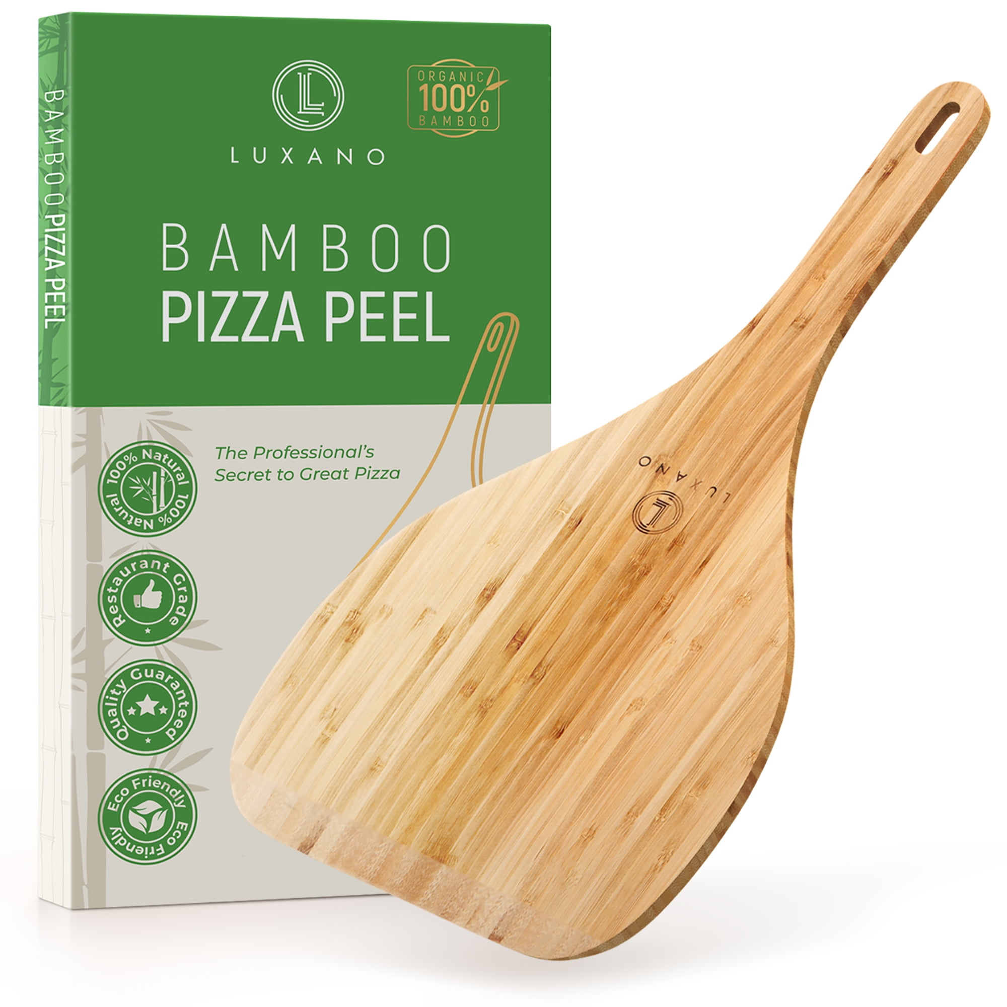 Luxano 12-Inch Wood Pizza Peel with Long Handle