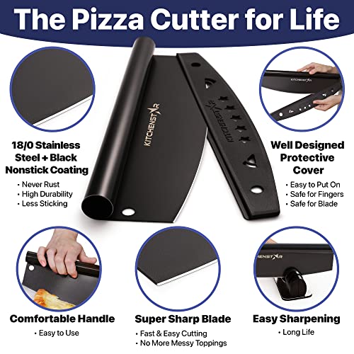 KitchenStar 12-Inch Rocker Pizza Cutter - Black