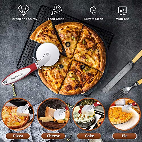 Premium Stainless Steel Pizza Cutter Wheel - Red