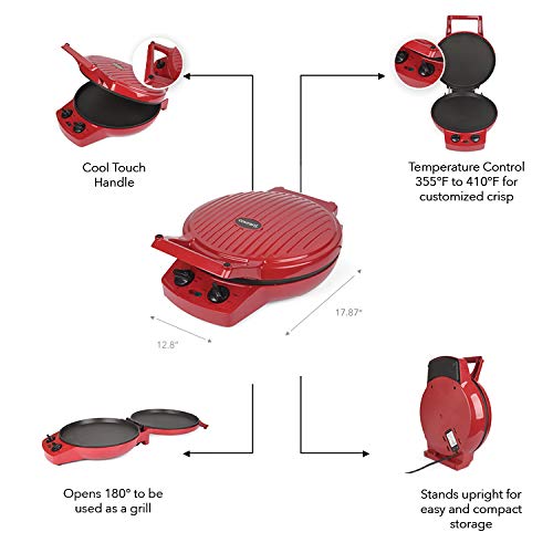 Courant 12" Pizza Maker with Timer - Red