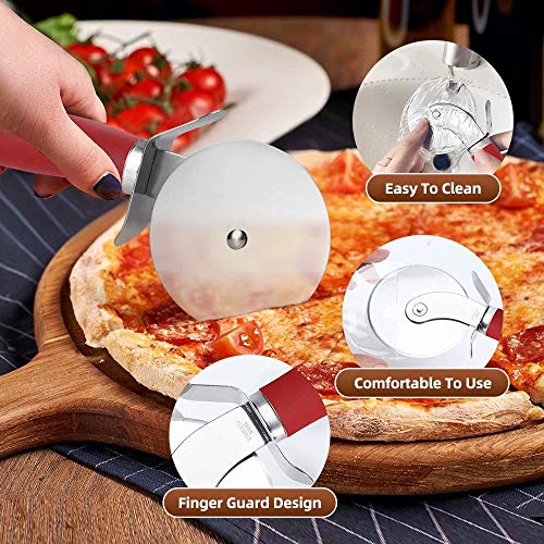 Premium Stainless Steel Pizza Cutter Wheel - Red