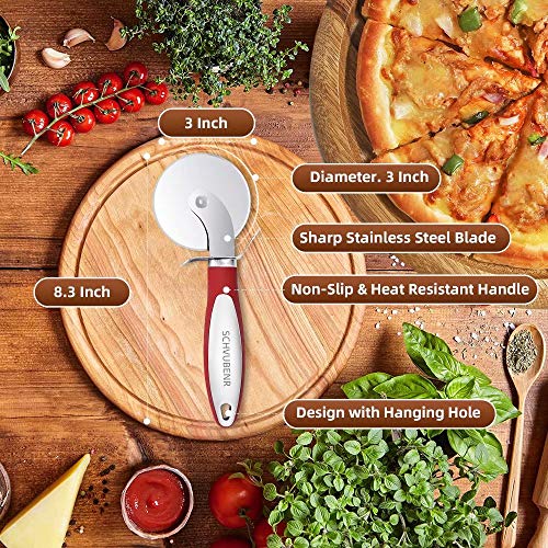 Premium Stainless Steel Pizza Cutter Wheel - Red