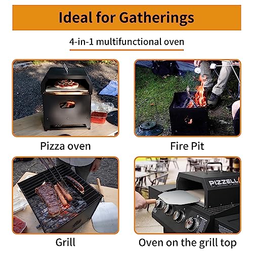 PIZZELLO 4-in-1 Outdoor Wood Fired Pizza Oven