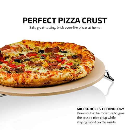 Ovente 13-Inch Ceramic Pizza Stone Set