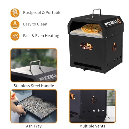 PIZZELLO 4-in-1 Outdoor Wood Fired Pizza Oven