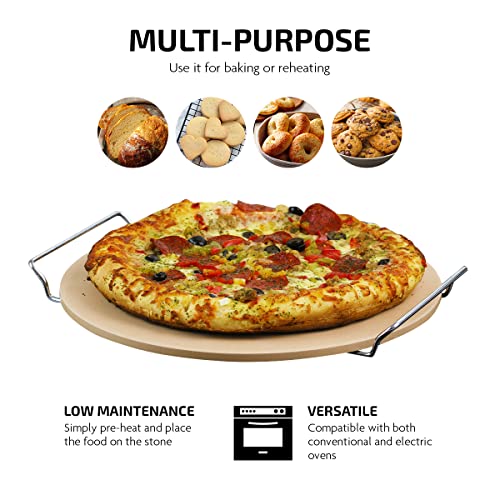 Ovente 13-Inch Ceramic Pizza Stone Set