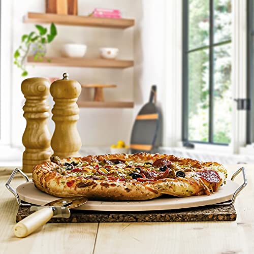 Ovente 13-Inch Ceramic Pizza Stone Set
