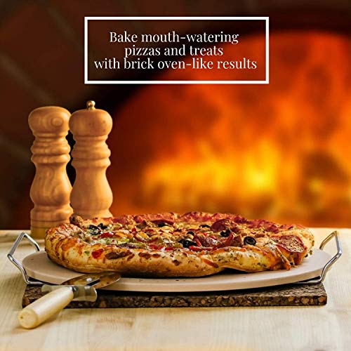 Ovente 13-Inch Ceramic Pizza Stone Set