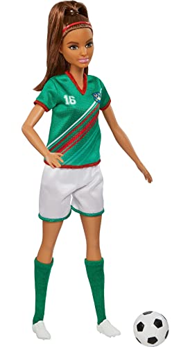 Brunette Ponytail Barbie Soccer Doll with Accessories